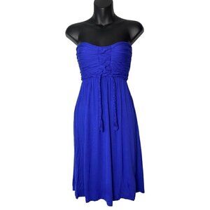 Catwalk Studio Royal Blue Strapless Halter Tie Neck Dress Mini Length Size Small
